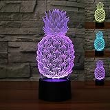 3dパイナップルナイトライトテーブルデスクOptical Illusionランプ7色変更ライトLEDテーブルランプXmasホームLove Brithday子供キッズ装飾おもちゃギフト