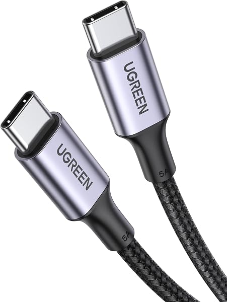 UGREEN USB Type Cケーブル PD対応 100W/5A 超急速充電 USB C ナイロン編み 断線防止 iphone17/16/15シリーズ/iPad/MacBook Pro/Galaxy S24/Matebook/iPad/Xperia等USB-C各種対応(1m, ブラック) - 1