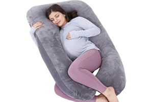 Awesling 妊婦 U字型抱き枕 、全身枕、授乳クッション、妊娠、マタニテイー抱き枕 快眠 グッズランキング 背もたれ 腰枕 多機能 男性用 女性用 横向き寝 洗える枕カバー付き (灰)