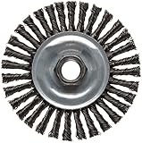 Weiler Vortec Pro Narrow Face Wire Wheel Brush, Threaded Hole, Carbon Steel, Stringer Knotted, 4" Di