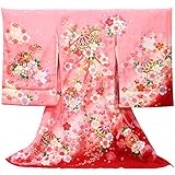 【お宮参り着物】【ピンク地系 毬にリボンと花柄】女の子 友禅 金駒刺繍 正絹【風呂敷プレゼント / ギフト対応】