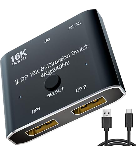 Displayport 2.1 Switch DisplayPort 16K Bi-Direction CHENLENIC - 2x1 16K@60Hz 4K@240Hz - Convertisseur Pour Écrans 4K/8K/16K Switch Source écran