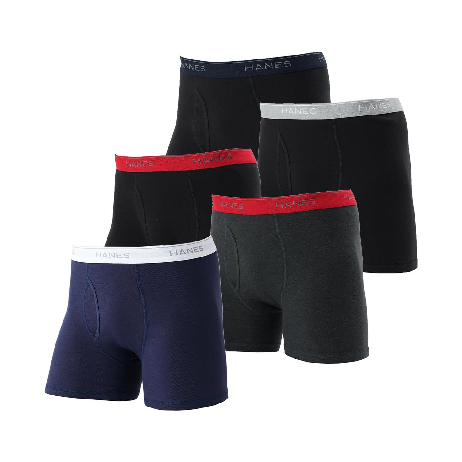 【ブラックフライデー】【48%OFF】【1,314円（定期便1,183円）】 Hanes 綿100% 抗菌防臭 前開き ボクサーパンツ 5枚組