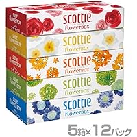 日本製紙クレシア スコッティ (SCOTTIE) ティッシュペーパー フラワーボックス 320枚(160組)5箱&times;12パック(60箱) 41270*12