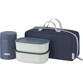 【食洗機対応モデル】 サーモス 真空断熱スープランチセット 800ml グレーネイビー 断熱構造の専用ポーチ付き ポーチ洗濯可 容器電子レンジ対応 お弁当箱 JEH-800 GNV