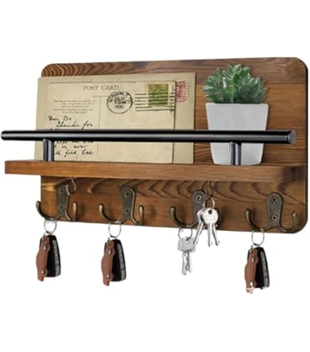 Amazon｜Unlnsiy キーフック 玄関 木製 壁掛けフック 鍵置き 鍵掛け