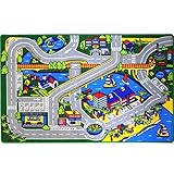 Mybecca Kids Rug Harbor Map in Grey Children Area Rug for Playroom & Nursery - Non Skid Gel Backing 