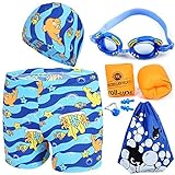 子供 水着 フィットネス トランクス スイミング用品5点セット 競泳水着 スイミングゴーグル スイムキャップ ノーズクリップ 耳栓 スイミング袋 5点セット（XL,002)