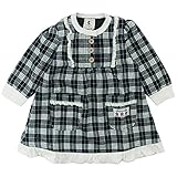 【H27年秋冬物】 chocola(ショコラ) 布帛×ガーゼ天竺格子柄長袖ワンピース 130cm/クロ系 NO.CH-1511-53031