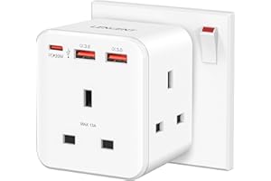 LENCENT Multi Plug Extension, 3 Way 3 Plugs Socket adapter, 6-in-1 Cube Electrical Extender Outlet Adaptor, PD&QC 3.0 20W USB Wall Charger, Plug Expander for Home, Office, Kitchen, 13A 3250W…
