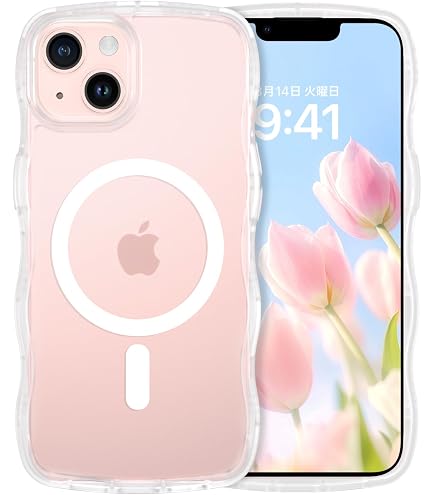 Amazon.co.jp: iPhone 13 mini ケース クリア ウェーブ リング付き
