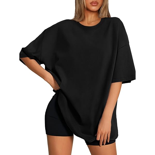 Women's Oversized T-Shirt - Loose Casual Short Sleeve Tee, Summer Basic Top, Small