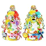 Sassy ( サッシー ) 豪華11点 おむつケーキ タオル ビブ(エプロン) 付 Sassy キャタピラー・キャリー TYBW80071 メリーズパンツＭサイズ ピンク 女の子 [ ご出産祝い ]