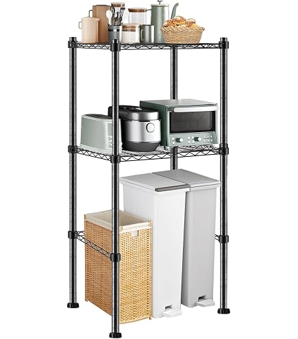 Amazon.co.jp: ゴミ箱上ラック スリムスチールラック 収納棚 幅55 4段