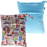 Damero 2pcs Pack Cute Travel Baby Wet and Dry Cloth Diaper Organizer Bag( Large, Blue+Tree) by Damer