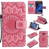 Samsung Galaxy S7 ケース 高品質 PU手帳型 耐摩擦 全面保護ケース カード収納 スタンド機能 財布型 Samsung Galaxy S7 用 ケース (P3 ピンク)