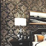 Blooming Wall 壁紙 不織布 ダマスク模様 上品 ヨーロッパスタイル フロック加工 エンボス加工 質感 壁画 リビングルーム 寝室向け 20.8インチ 32.8フィート 57平方フィート 
