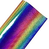 ノーブランド品 レインボースティッキービニールロール、12x60インチ、クラフトビニール、防水、グリッタービニールロール、レターステッカーロゴカップ (01)