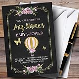 チョーク&ゴールド花ホットエアバルーンInvitationsベビーシャワー招待状 100 Invitations