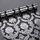 simplelife4uシルバーダマスク連絡ペーパー装飾ブラックシェルフ引き出しライナーPeel & Stick 17 x 118インチ