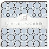 SwaddleDesigns Ultimate Swaddle Blanket, Made in USA, Premium Cotton Flannel, Brown Mod Circles on P