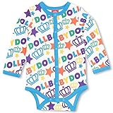 ベビードール ベビー肌着 バラエティデザイン 7分袖ボディスーツ型 子供服 90 ターコイズ/カラフル総柄