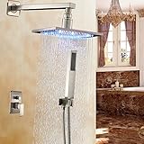 Rozinバスルーム2 WayシャワーセットLEDライト10インチ降雨シャワーヘッドハンドスプレー壁マウント