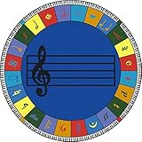 Joy Carpets Kid Essentials Music & Special Needs Round Elementary Note Worthy Rug Multicolored 13'2 
