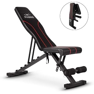 FLYBIRD トレーニングベンチ インクラインベンチ 可変式フラットベンチ アジャスタブル 角度調節簡単 組立不要 折りたたみ式 収納便利 シットアップ 耐荷重227KG 筋トレ 家庭用 日本語説明書 (ブラック)