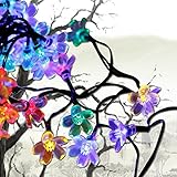 A-szcxtop ソーラーストリングライト 桃の花 LEDライト イルミネーション クリスマス パーティー 防水 省エネ 環境に優しい カラフル 50LED