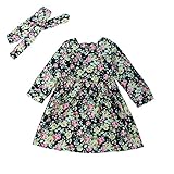 Cutelove　ドレス+ヘッドバンド2点セット　プリンセスドレス　花柄　長袖　ロングスリーブ　女の子　ベビー　ガールズ　赤ちゃん　幼児　秋　可愛い　素敵　カジュアル　普段着　素敵　韓国　チュチュベビ