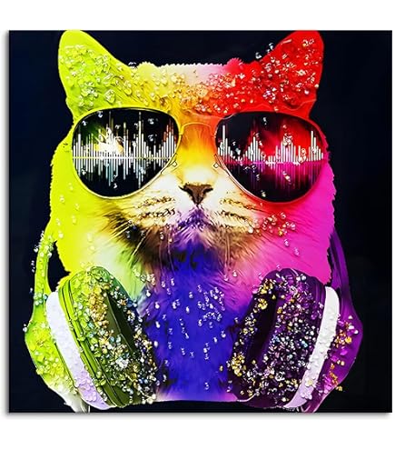 Amazon.co.jp: クリスタルアート ファンキーキャッツ 41x41cm 猫 風水