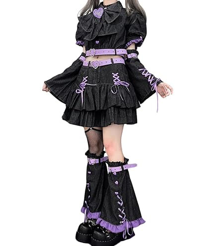 Amazon.co.jp: ロリータ風 ゴスロリ コスプレ 衣装 Y2K デニム セット
