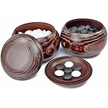 Amazon | 囲碁 日向特製蛤碁石那智黒碁石 25号 実用 厚み7.0mm