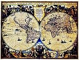 O’ｚ star 布 製 世界 地図 アンティーク 調 おしゃれ な 古地図 風 ポスター インテリア コレクション に (Ａタイプ)