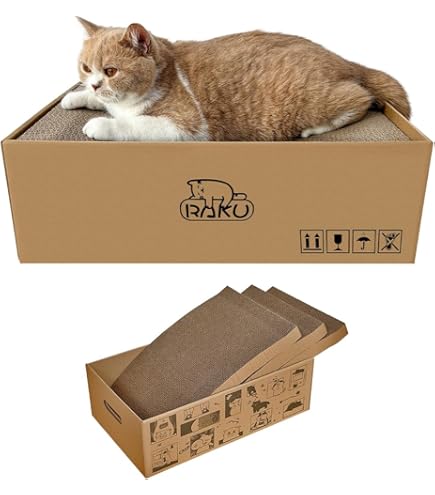 Amazon | RAKU 段ボールキャットハウス天板替え 3枚セット 猫爪