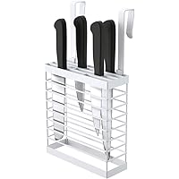 SRIWATANA 包丁差し 包丁刺し 包丁ラック ナイフラック キッチンナイフ収納 8本入り 防錆 穴なし 包丁収納 シンク下 扉裏側用 ホワイト