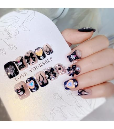 Kurumiページ ネイルチップ Amazon | Voocye ネイルチップ kuromi 付け爪 花嫁ネイル 光沢 つけ爪