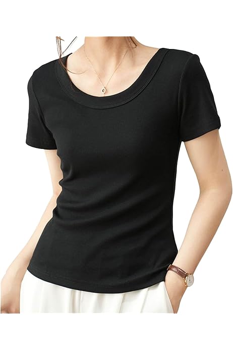 Amazon | 半袖 ベーシック Tシャツ レディース 無地 カットソー 