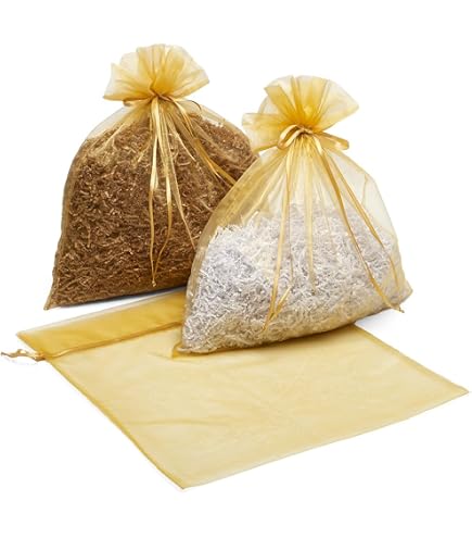 20 Sacchetti In Organza Con Coulisse - Grandi 35x50 Cm, 10 Colori Misti Per Regali, Feste, Organizzazione