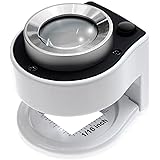 PhoenixLoupe LED 縞見ルーペ リネンテスター スタンドルーペ【倍率30倍】繊維の糸目の測定／2種類のめもり(0.5mm・1/16インチ単位) ／専用ケース付き＜長期保証45日間＞拡大鏡 ルーペ (ホワイト)