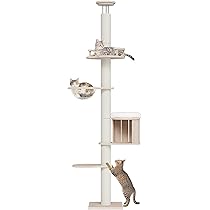 Amazon | OROPY キャットタワー 突っ張り 木製 スリム 宇宙船