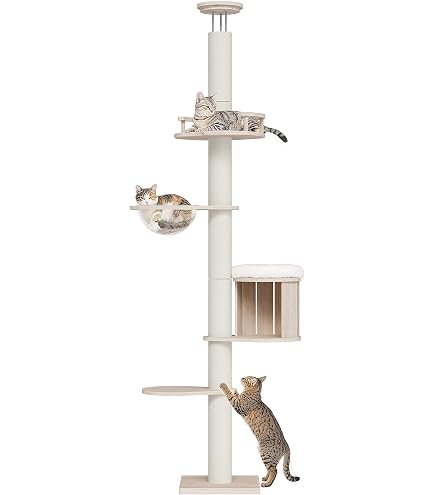 Amazon | おうちで木登りタワーボックス付き (突っ張り型) 猫 ねこ