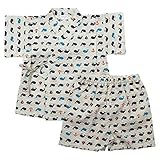 《盛夏 甚平》(ジンベイ) 日本製ベビー男児 リップル生地くじら総柄甚平スーツ 90cm/オフシロ NO.OG-75547