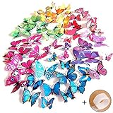 Imbry 72 Pcs 3D Colorful Removable Butterfly Wall Stickers DIY Art Decor Crafts for Home DIY Baby Ro
