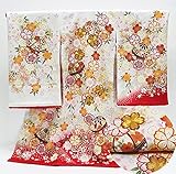 金駒刺繍 金彩 桜 鞠 友禅染め 白地紋様綸子地 お宮参り 着物 女の子（初着 産着 のしめ）【絹100% 友禅 】