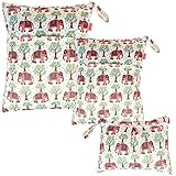 Damero ウェットバック(防水バッグ) 3点セット 可愛い オムツ・おしりふき・着替え・タオル・水着・お風呂用品・食事セット入れ マルチ収納 お出かけ 温泉 スポーツ 大活躍（象）