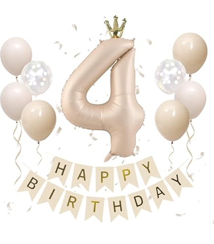 Amazon | 4歳 誕生日 バルーン 風船 飾り付け セット 数字バルーン 4