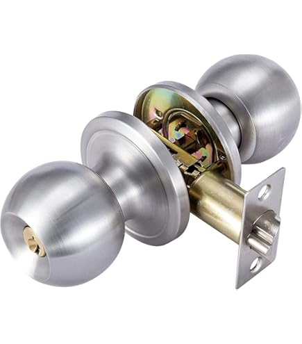 Amazon.co.jp: GUXEMEI ステンレススチール 回転式 丸型ドアノブセット