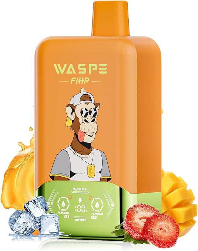 【40000回】電子タバコ 使い捨て WASPE 40000回吸引 vape シーシャ 持ち運び ベイプエンジン 本体 水蒸気タバコ 爆煙 禁煙グッズ 禁煙パイポ Type-C 650mAh 充電式 ニコチンなし タール無し (レッドブルアイス&ストロベリーマンゴー)